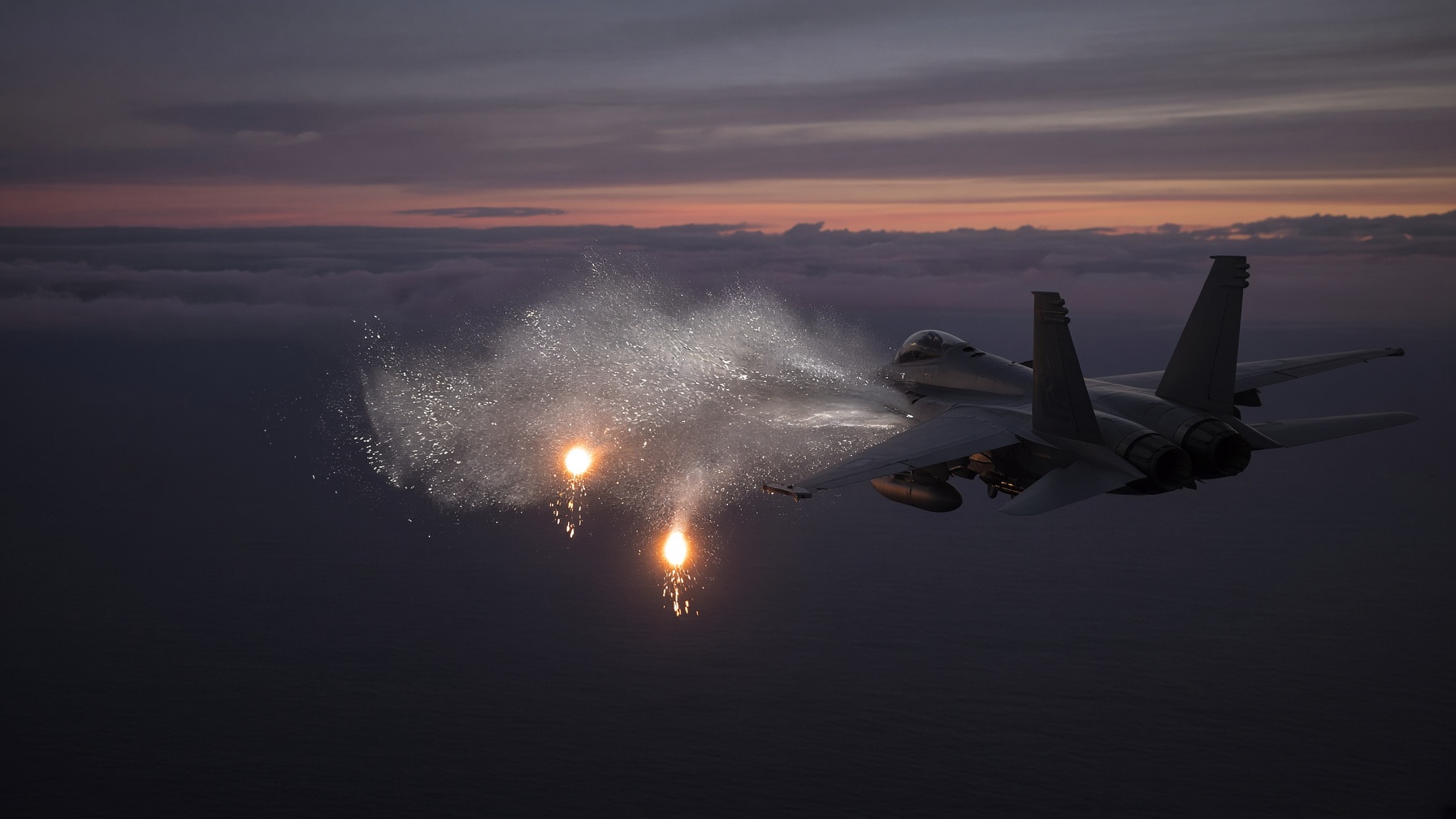 Flares and chaff in trail